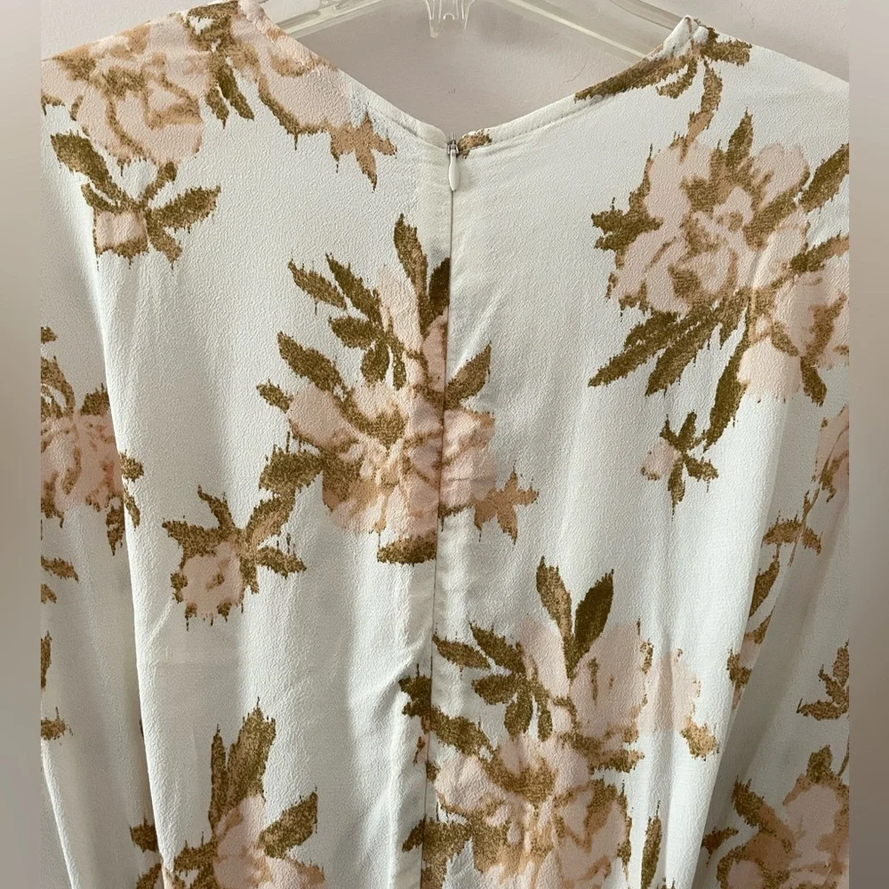 Ganni St. Pierre Crepe Floral Dress in Vanilla Ice Size 36 Small - Picture 9 of 10